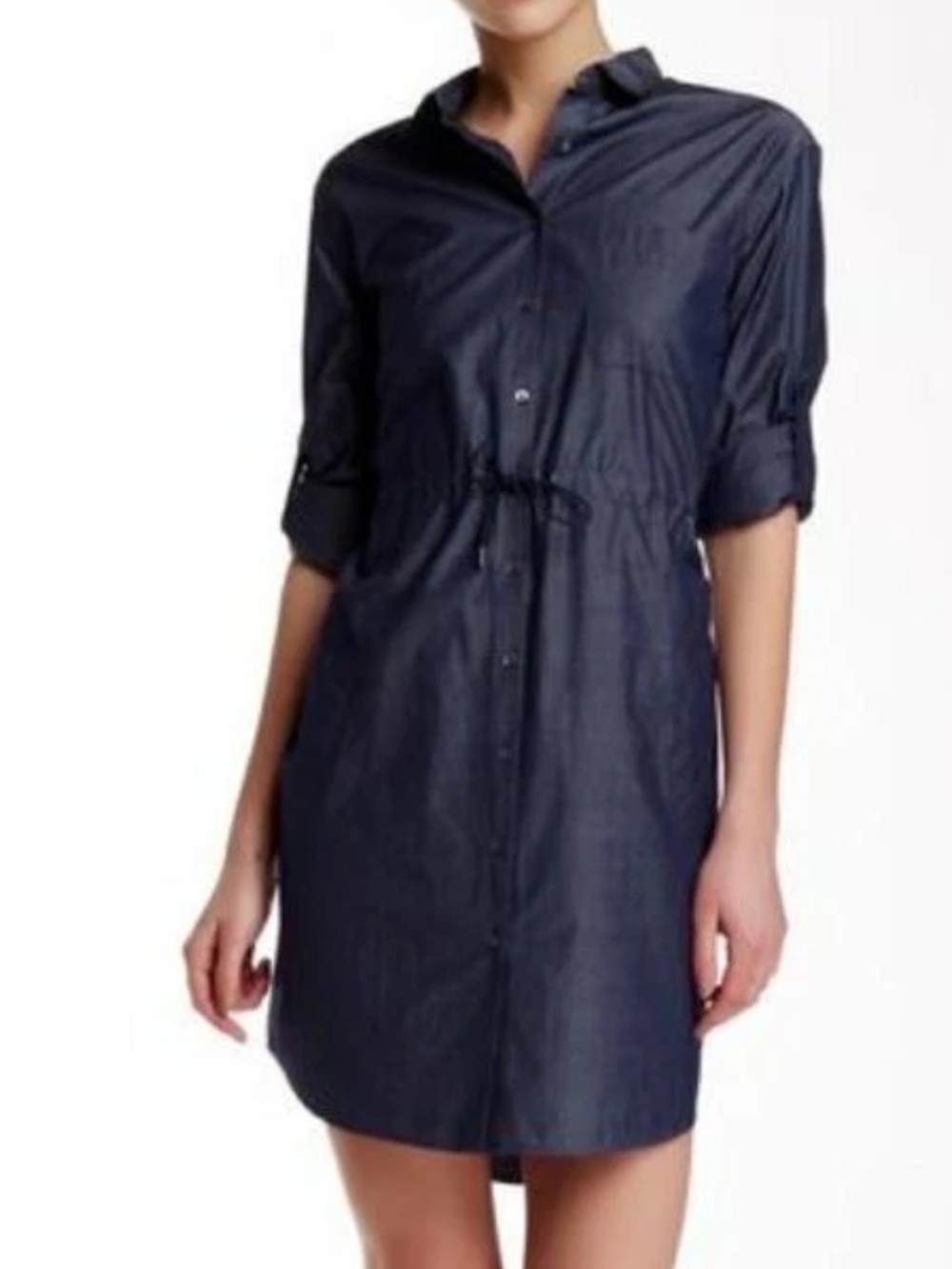 ATM Anthony Thomas Melillo Navy Drawstring Shirt Dress